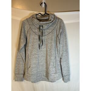 Kuhl Women’s Lea Sweatshirt Pullover Cowl Neck Gray Size L Thumb Holes Pockets